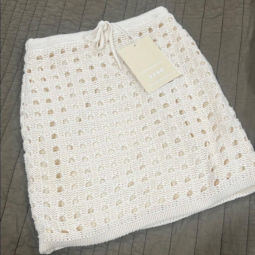 Sabo Skirt Cream Crochet Swim Coverup